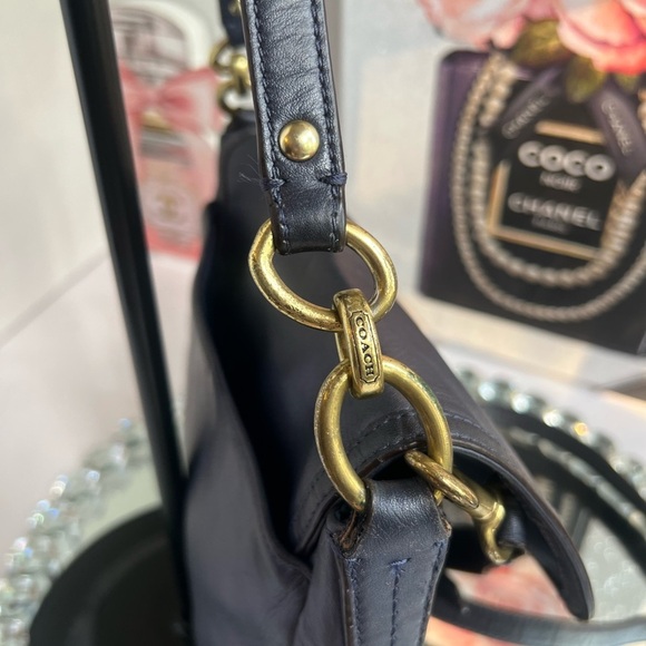 Coach Black Leather Shoulder Bag with Gold Hardware - Picture 12 of 13